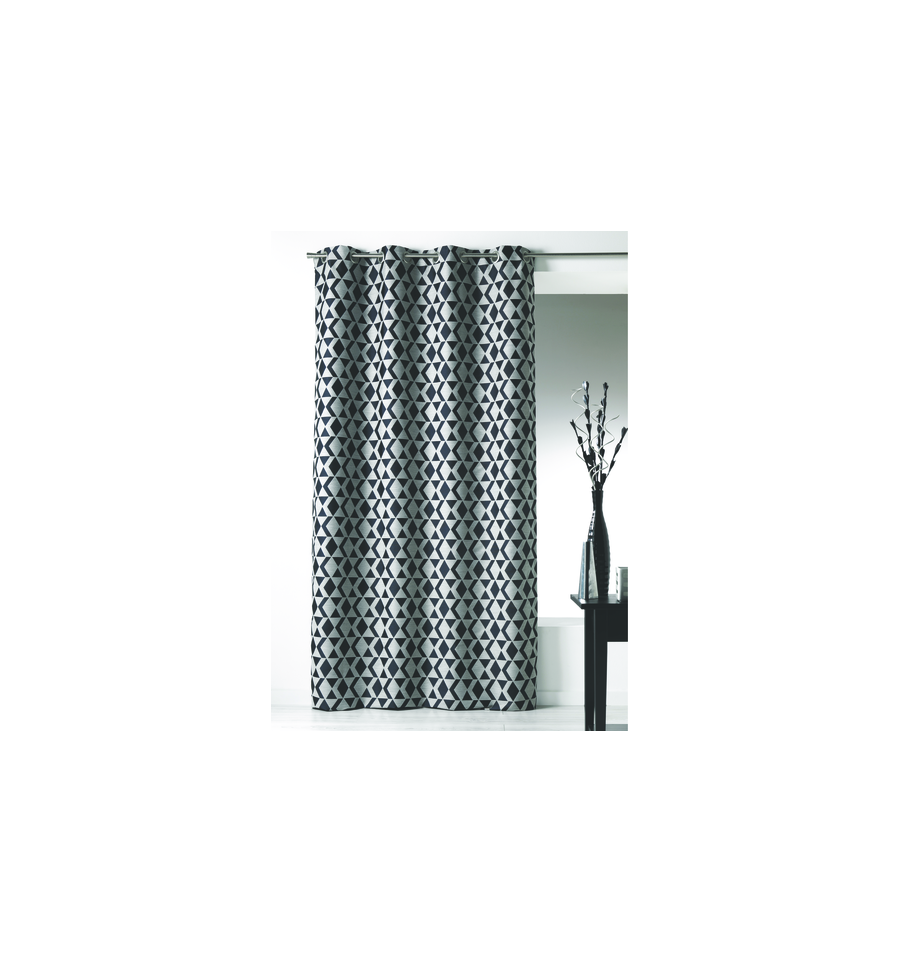 Rideau prêt à poser à motifs graphiques - Noir et blanc - Amonstyle Rideau prêt à poser à motifs graphiques - Noir et blanc - Amonstyle